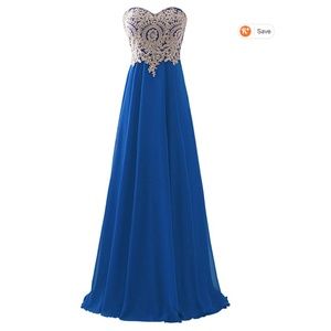 Sweetheart Prom Dress Size 8 Gold, Blue